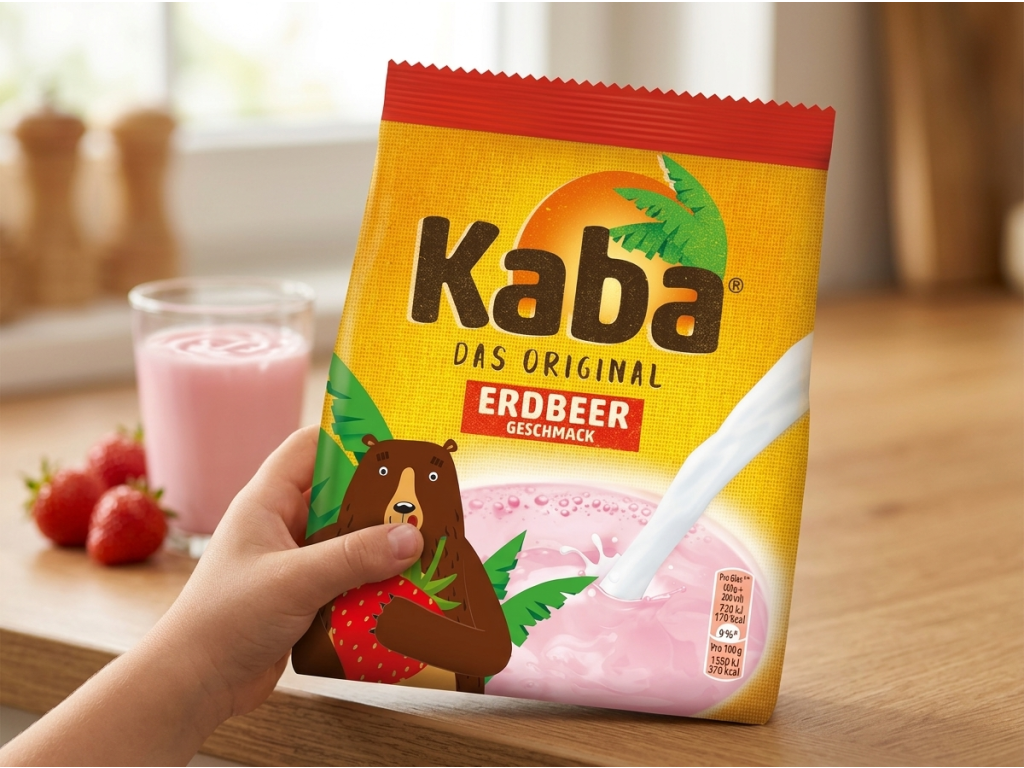 KABA nápoj s jahodovou příchutí 400g - v ruce