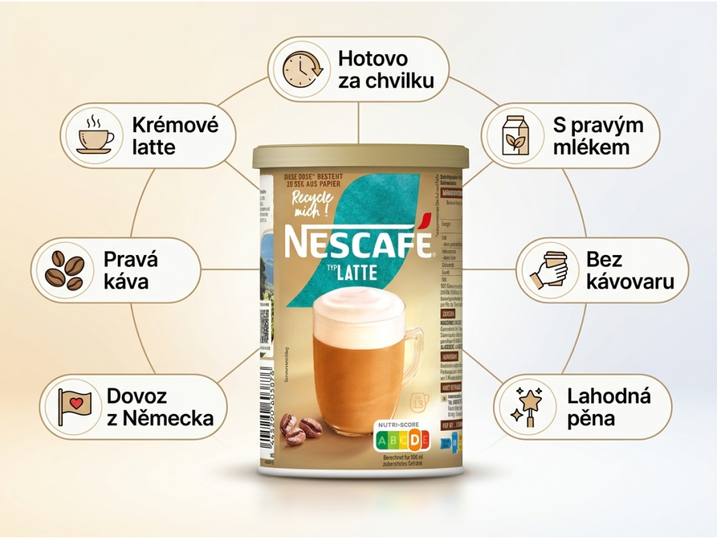 Nescafé Latte 230 g - infografika benefitů