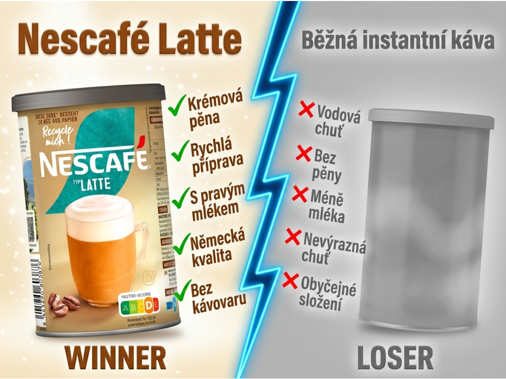 Nescafé Latte 230 g srovnání s běžnou instantní kávou