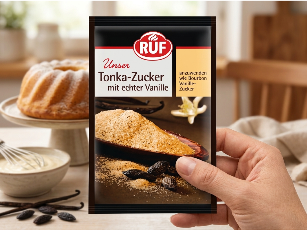 RUF Tonka cukr s pravou vanilkou v ruce