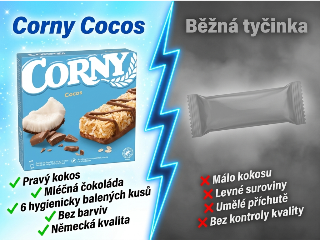 Srovnání Corny Cocos s běžnou tyčinkou