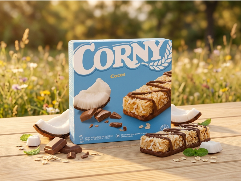 Corny Cocos cereální tyčinky v přírodním prostředí