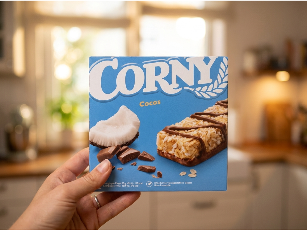 Tyčinky Corny Cocos držené v ruce