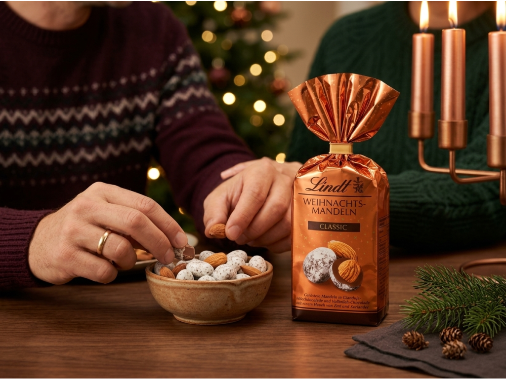 Lindt Vánoční mandle Classic při svátečním sdílení