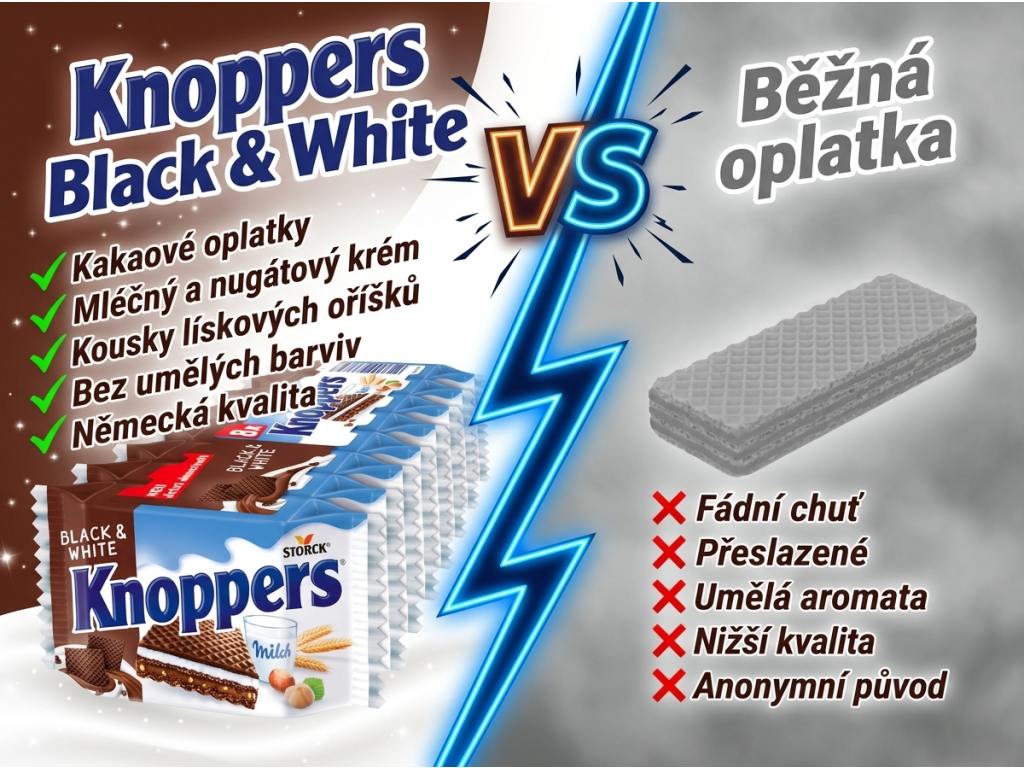 Knoppers Black & White vs. běžná oplatka