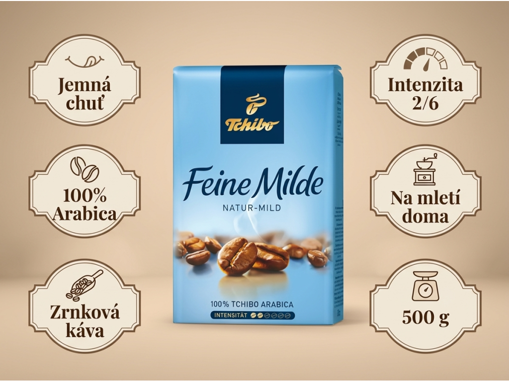 Tchibo Feine Milde zrnková káva - přehled výhod