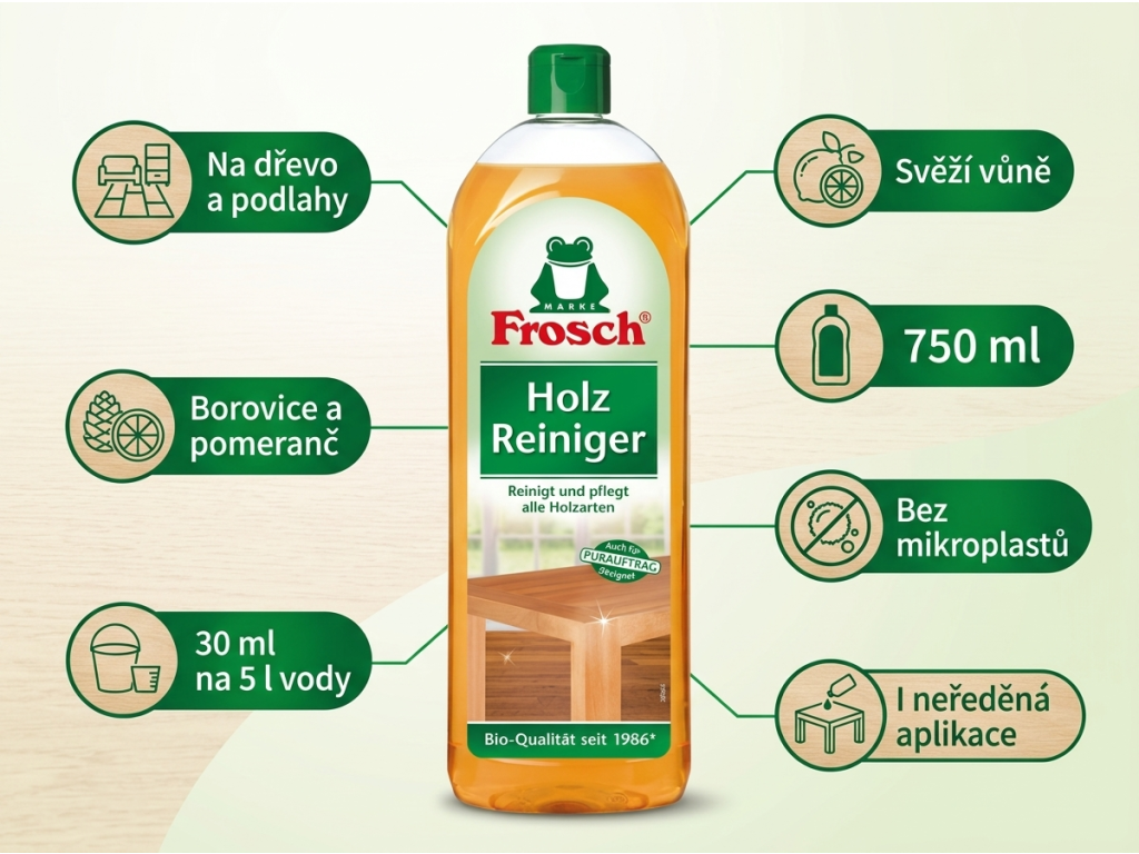 Frosch čistič na dřevo - hlavní výhody a dávkování
