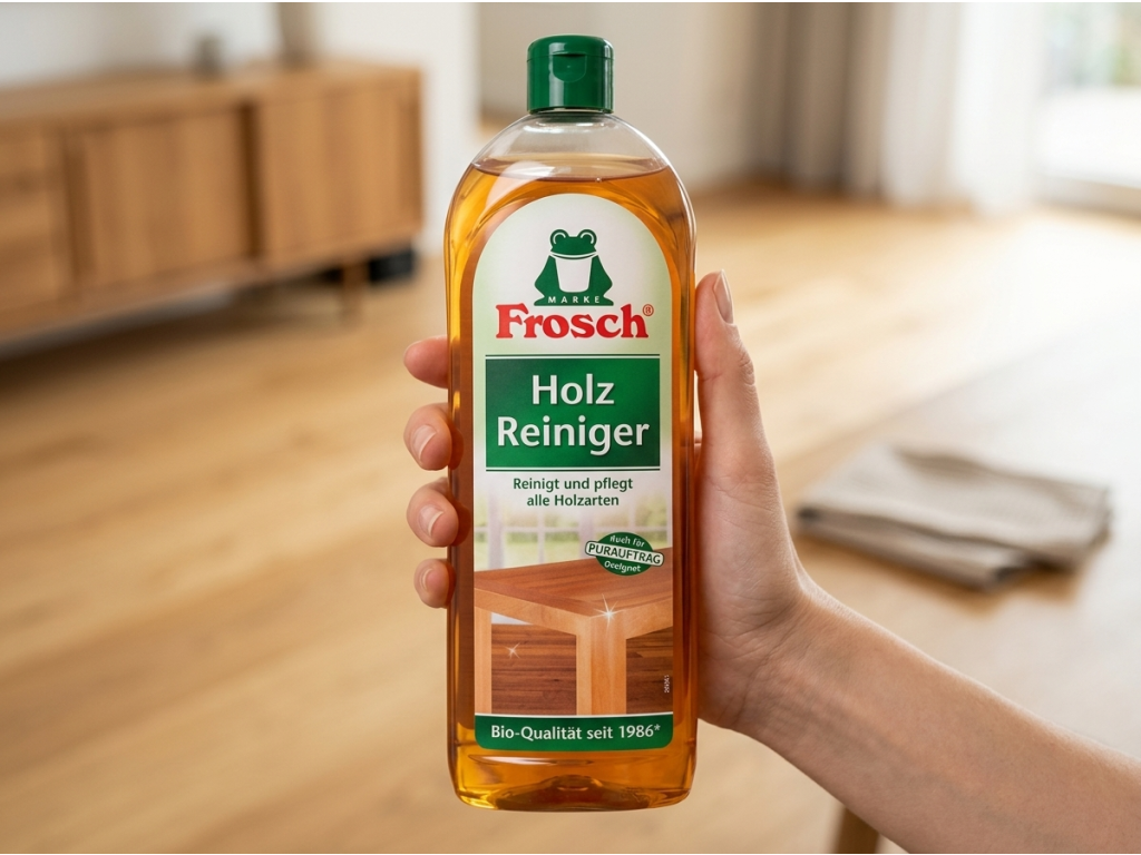 Frosch čistič na dřevo 750 ml držený v ruce