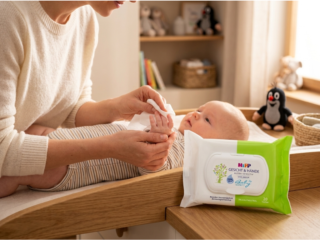 HiPP vlhčené ubrousky Ultrasensitiv při použití