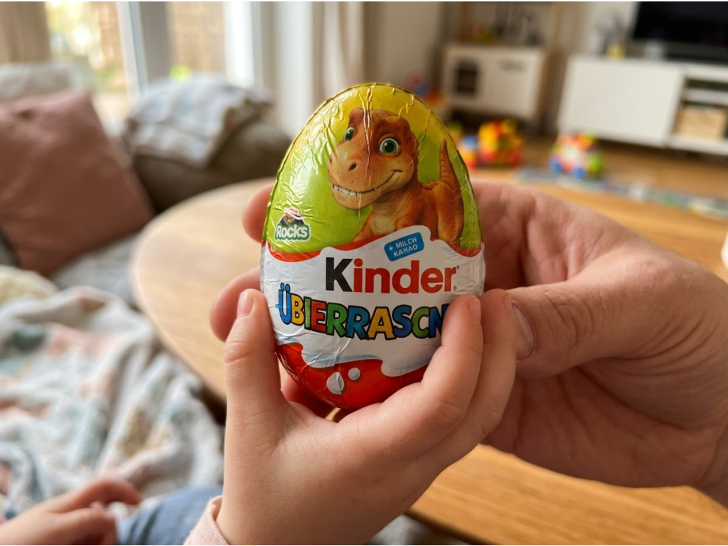 Kinder čokoládové vajíčko s překvapením 20 g v ruce
