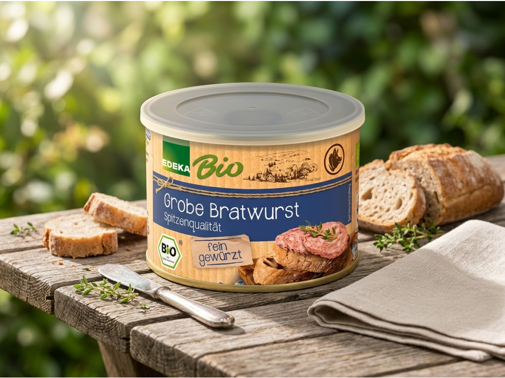 Edeka BIO klobásová paštika s pečivem