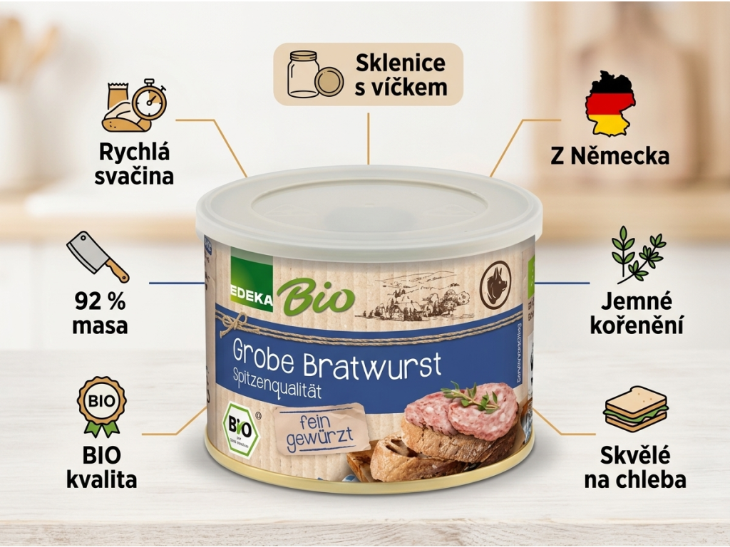 Edeka BIO klobásová paštika - výhody