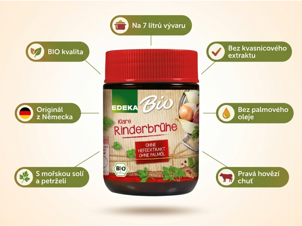 Edeka Bio hovězí vývar - přehled výhod
