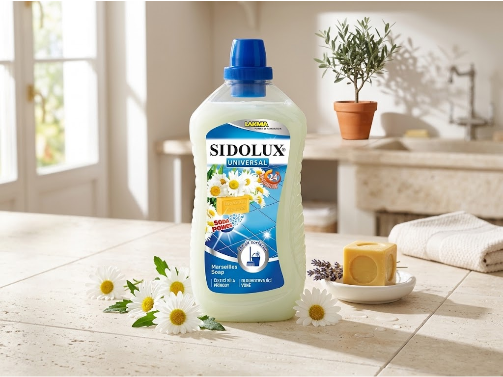 Sidolux Universal Marseillské mýdlo v čisté domácnosti