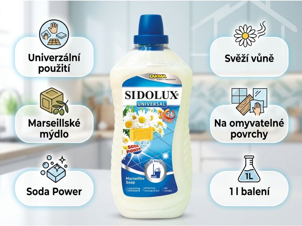 Sidolux Universal Marseillské mýdlo - hlavní výhody