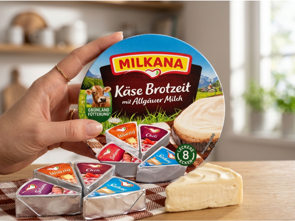 Milkana tavený sýr v ruce