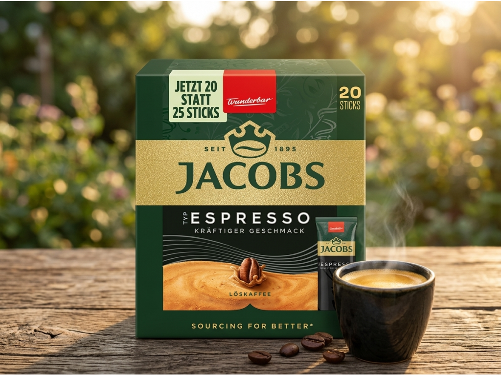 Jacobs Espresso rozpustná káva porcovaná - kávová chvíle