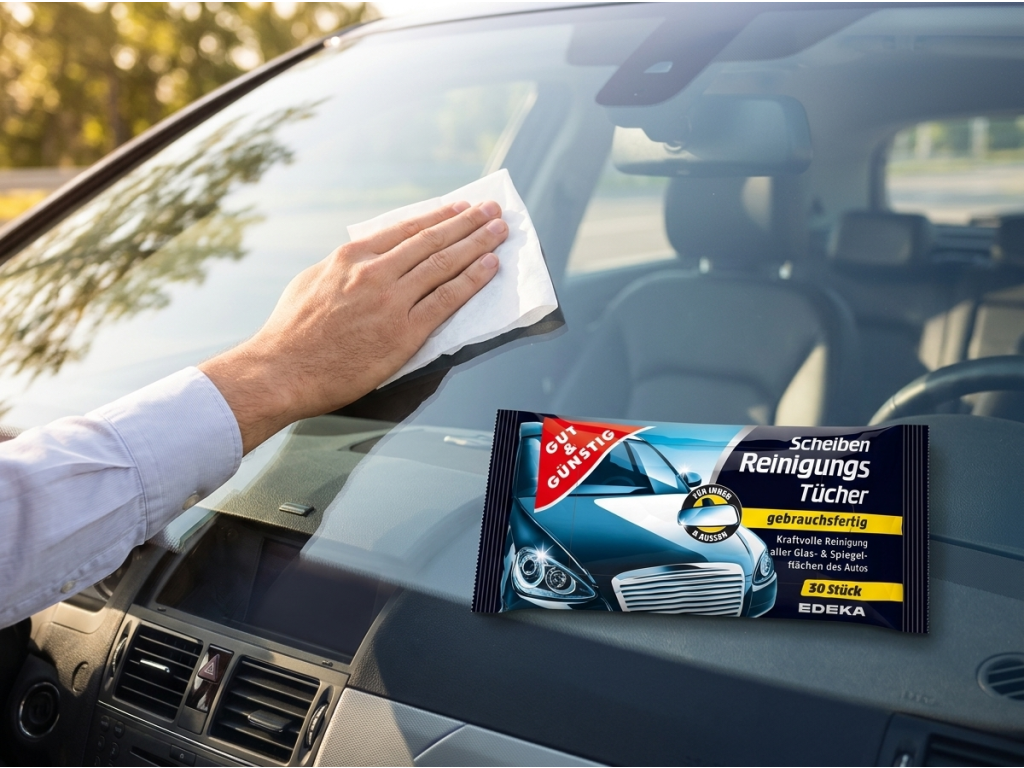 Použití G&G ubrousku při čištění vnitřní strany autoskla