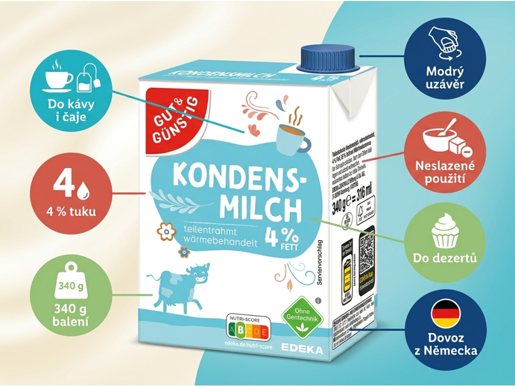 G&G kondenzované mléko 340 g - výhody
