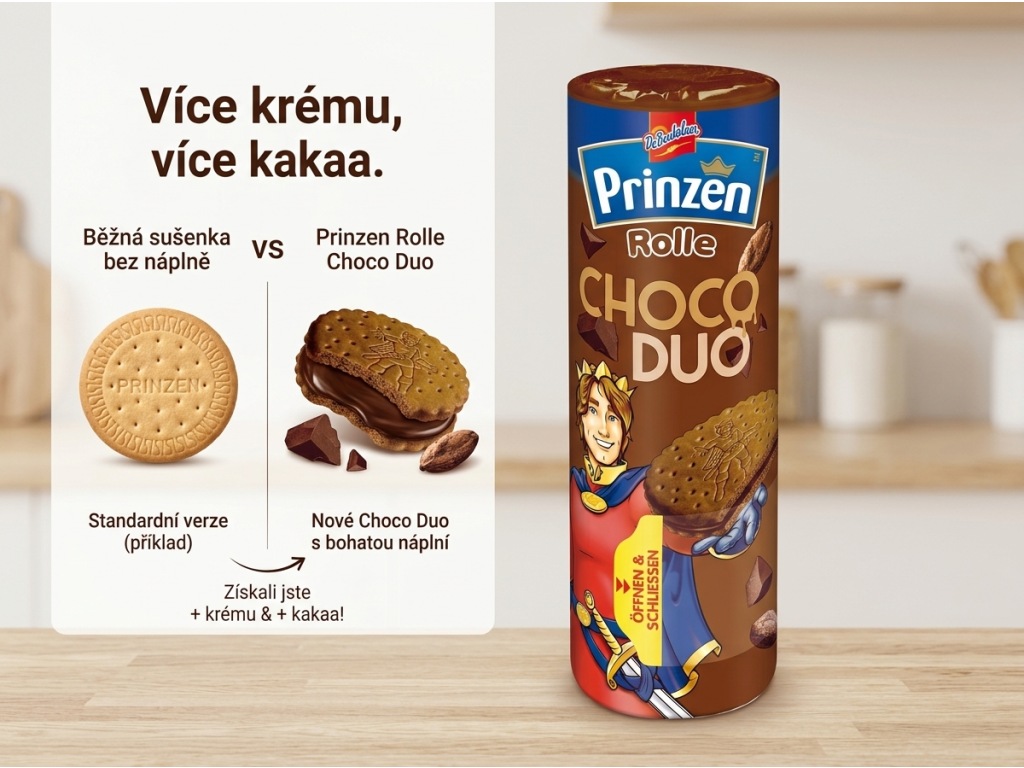 Srovnání Prinzen Rolle Choco Duo s běžnou sušenkou