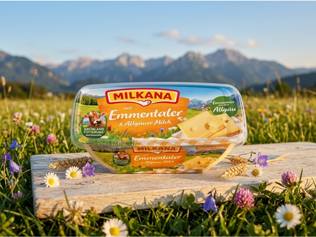 Milkana tavený sýr s ementálem 190g v alpské přírodě