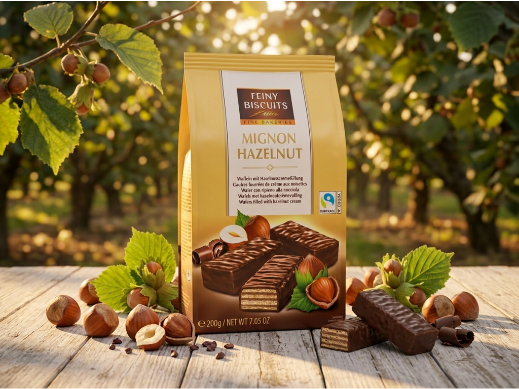Feiny Biscuits Mignonské vafle s lískovými oříšky v přírodním aranžmá