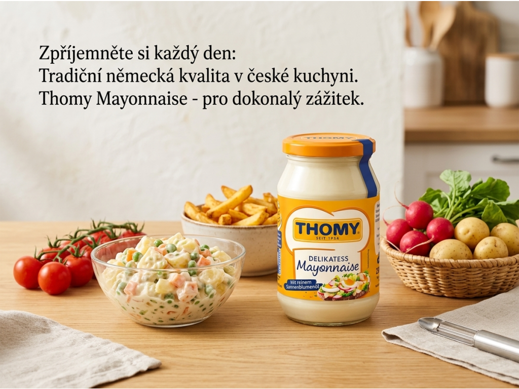 Thomy majonéza se salátem a hranolky