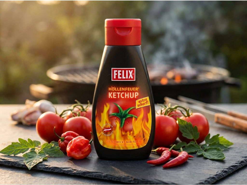 Felix pekelně pálivý kečup s chilli a rajčaty