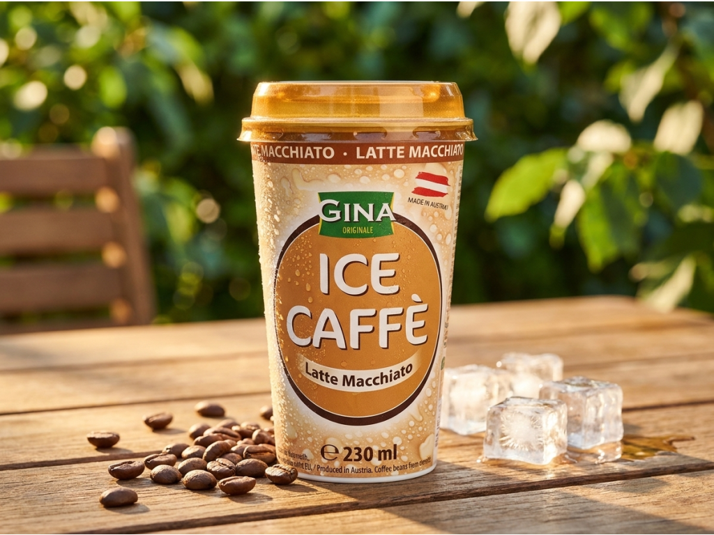 Gina Ledová káva Latte Macchiato v přírodě