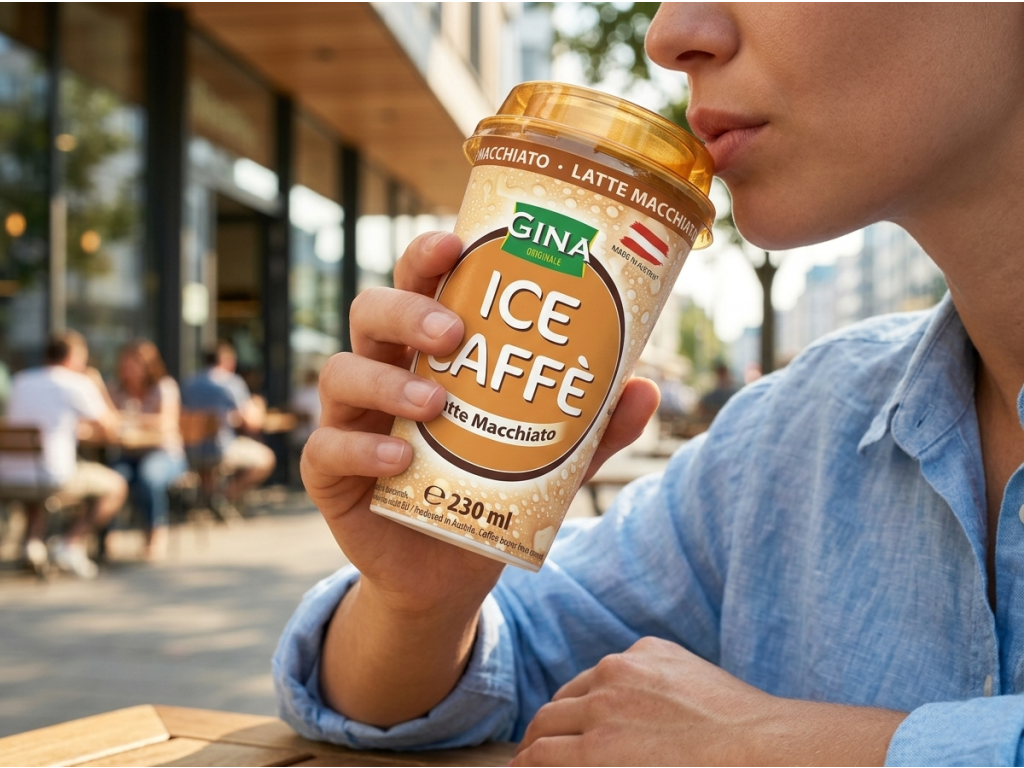 Gina Ledová káva Latte Macchiato při používání