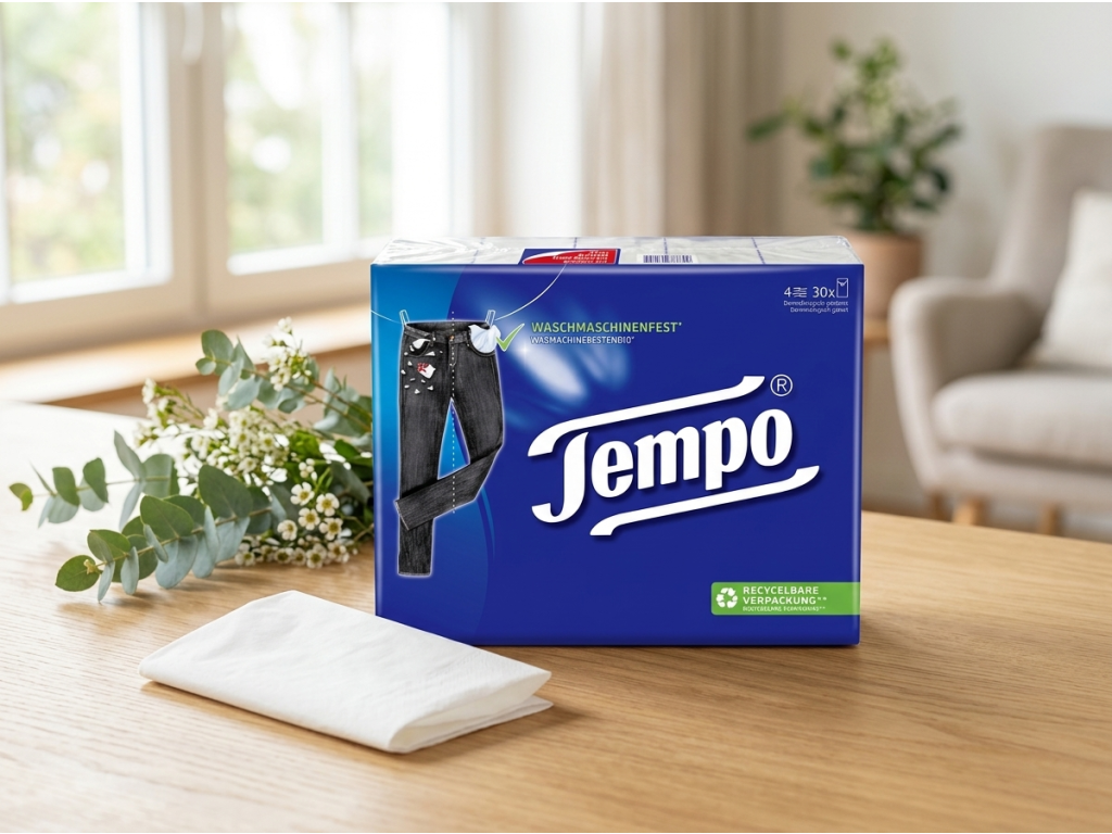 Tempo papírové kapesníky v domácím prostředí