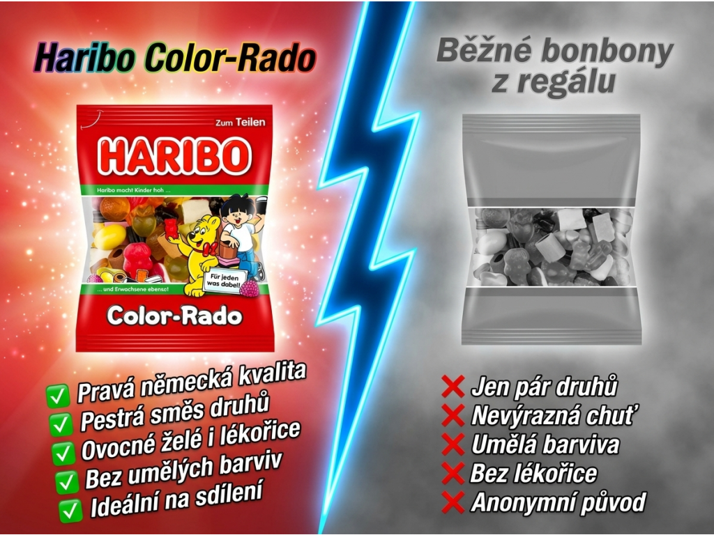 Haribo Color-Rado 175 g - srovnání s běžnými bonbony