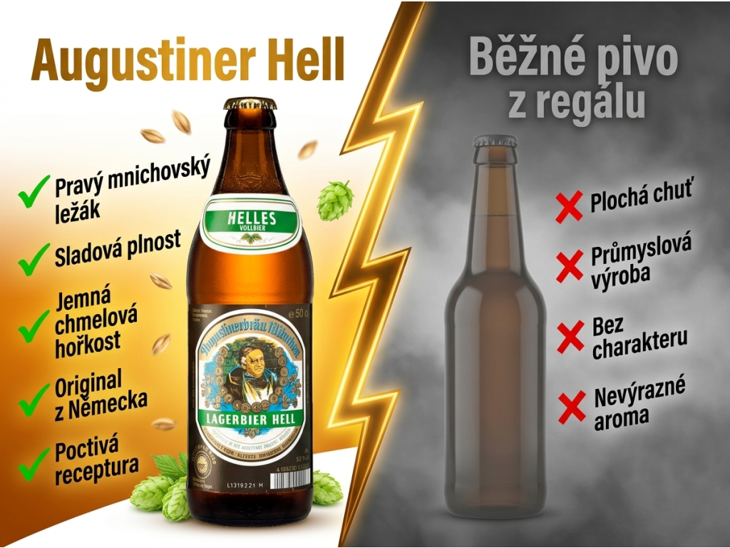 Srovnání Augustiner Hell s běžným pivem