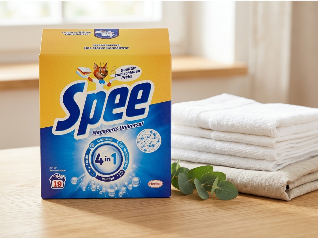Spee Megaperls 4v1 prací prášek a čisté bílé prádlo