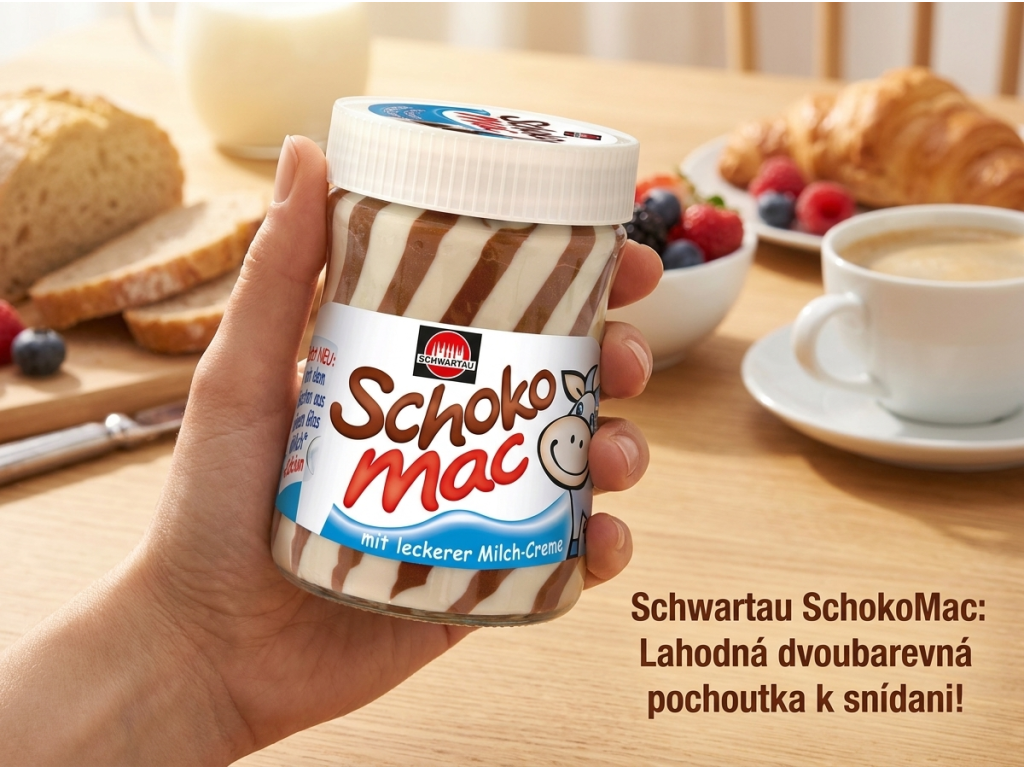 Sklenice Schwartau SchokoMac v ruce