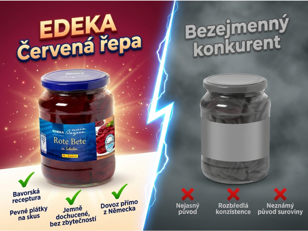 Edeka mein Bayern Červená řepa - srovnání s běžnou nabídkou
