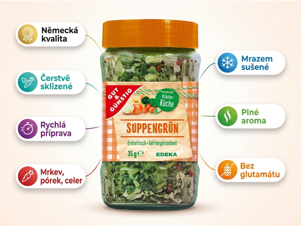 G&G polévkové koření mrazem sušené - infografika výhod