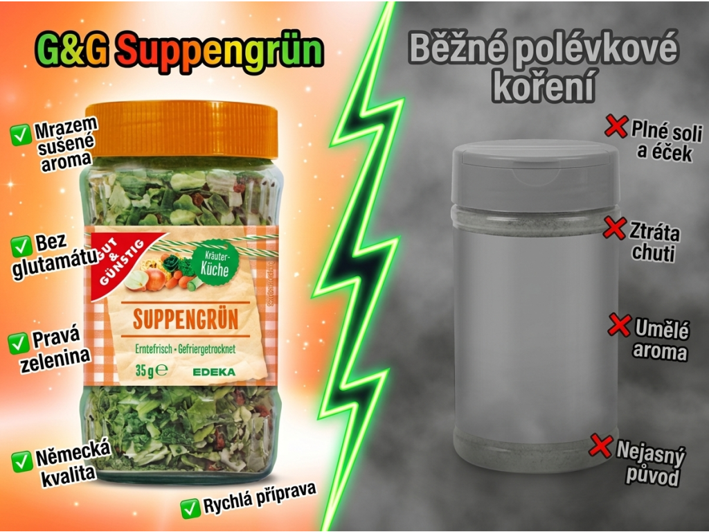 Srovnání G&G polévkové koření s běžnou směsí