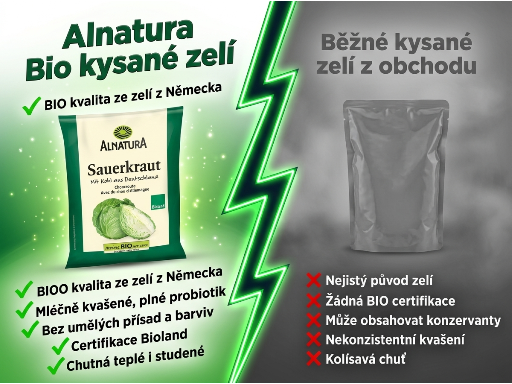 Alnatura Bio kysané zelí - srovnání s běžným kysaným zelím