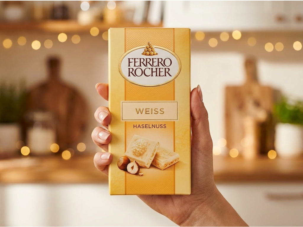 Ferrero Rocher Weiss držená v ruce