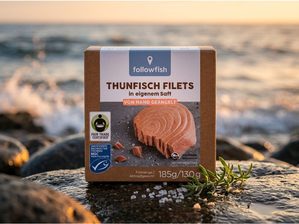 Followfish tuňákové filety ve vlastní šťávě MSC Fair Trade 185 g - přírodní kontext