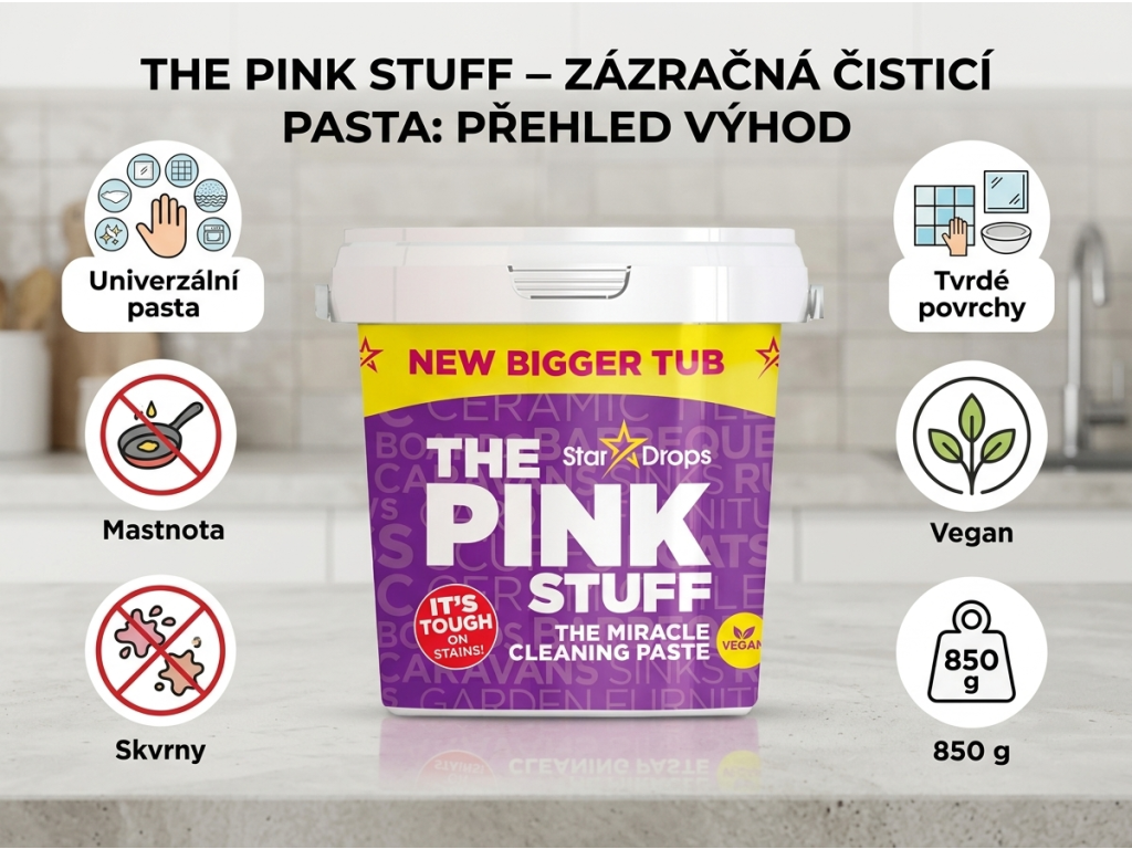 The Pink Stuff čisticí pasta - přehled výhod