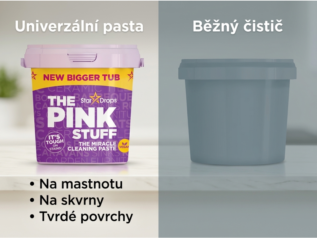 Srovnání koupelnové pěny The Pink Stuff s běžným čističem