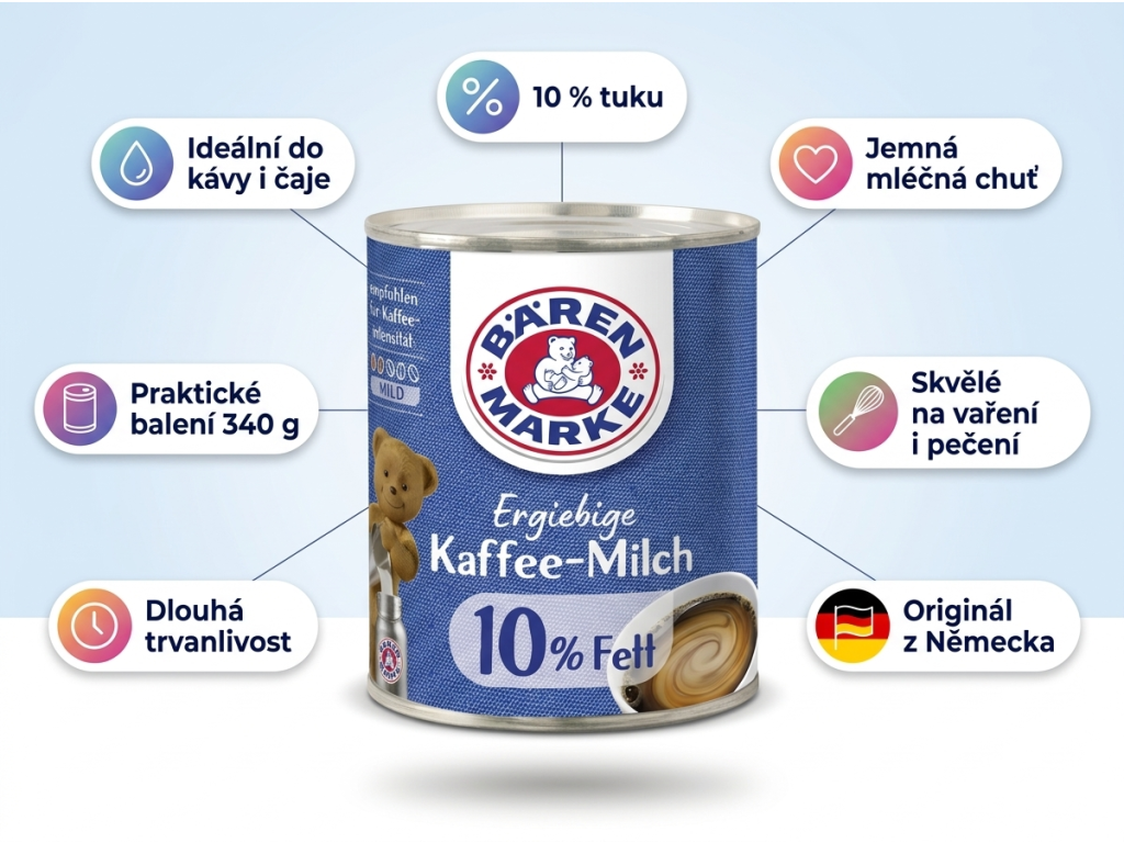 Bärenmarke Kondenzované mléko do kávy - infografika s benefity