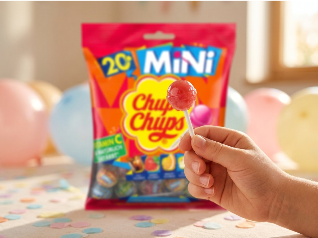 Chupa Chups Mini lízátka s vitamínem C v ruce