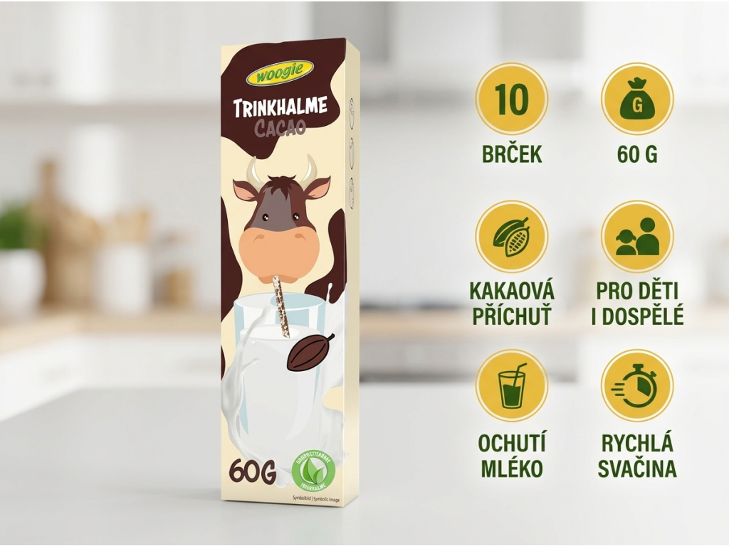 Woogie kakaová brčka - infografika