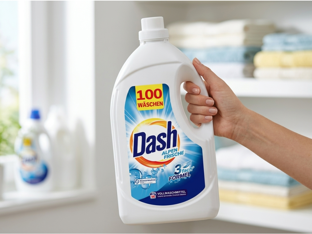 Prací gel Dash Alpen Frische 5 l v ruce