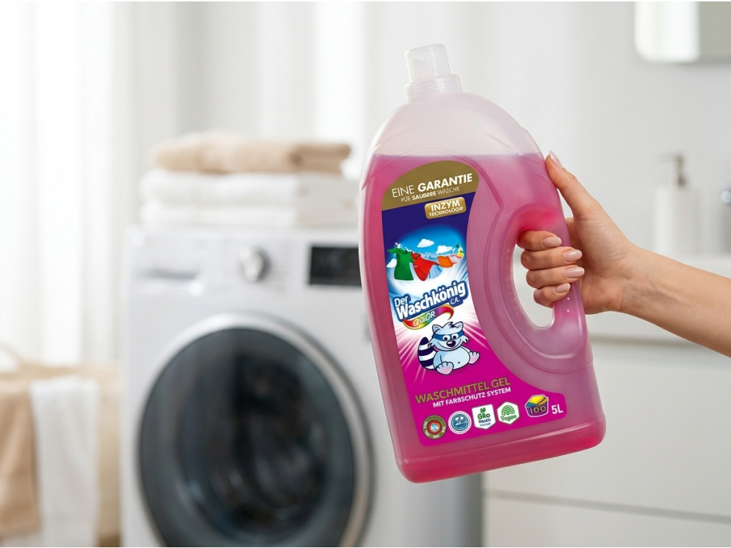Waschkönig Color gel držený v ruce