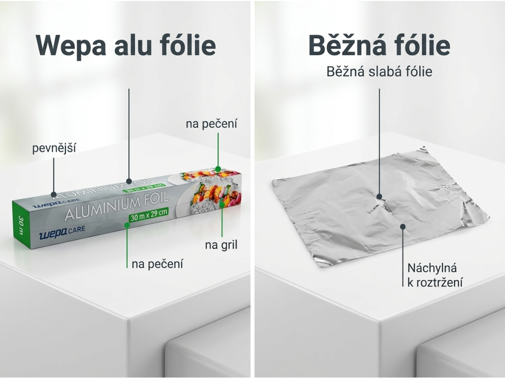 Srovnání Wepa alu fólie s běžnou fólií