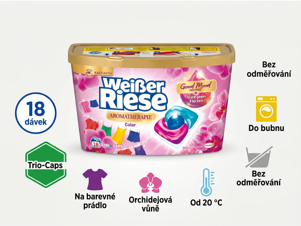 Weisser Riese Color Trio Caps Orchidej - infografika benefitů